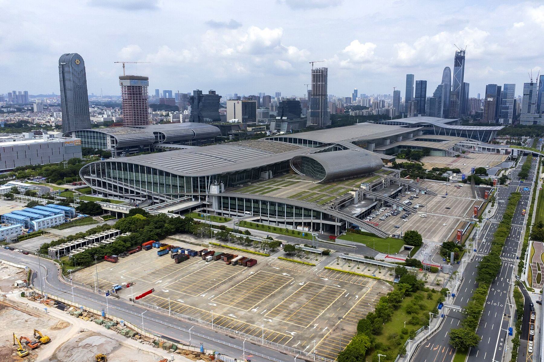 Vista aérea da Zona B do Canton Fair Complex